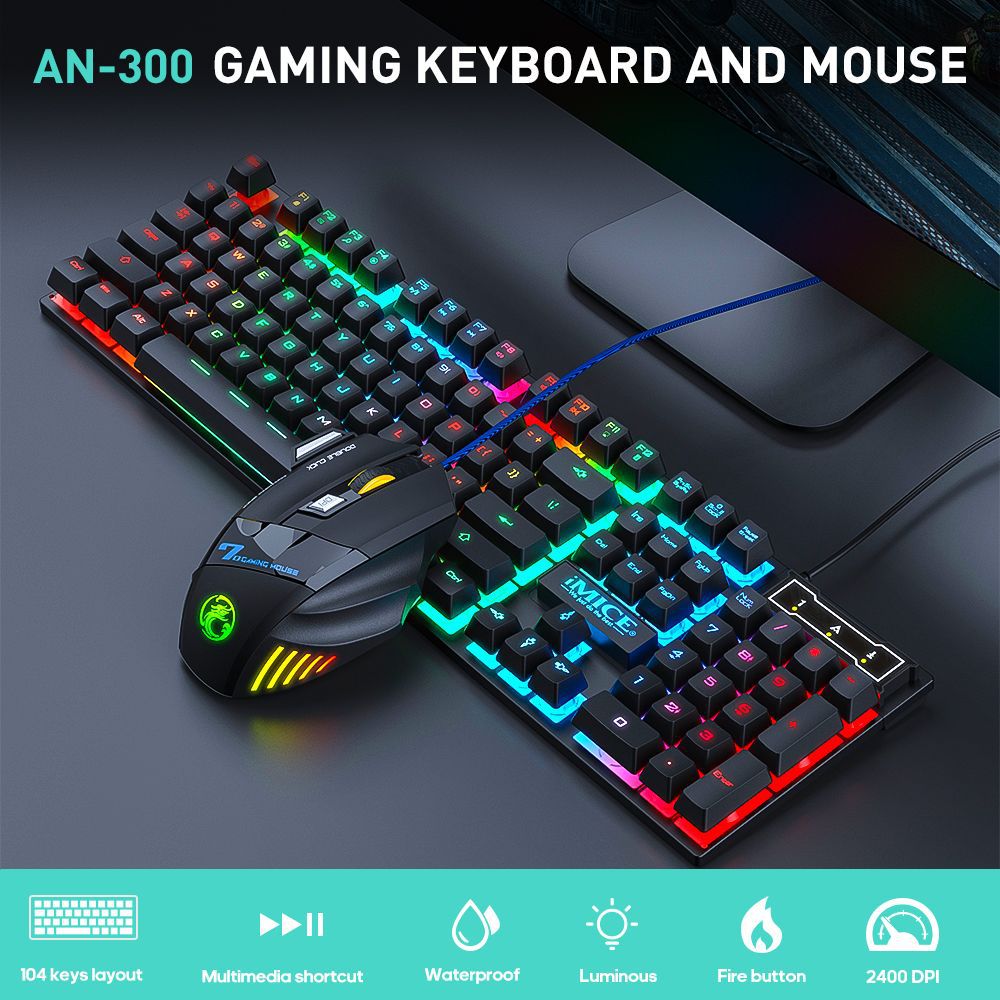 Laptop Accessories Combo Set - Водонепроницаемая светящаяся проводная игровая клавиатура с