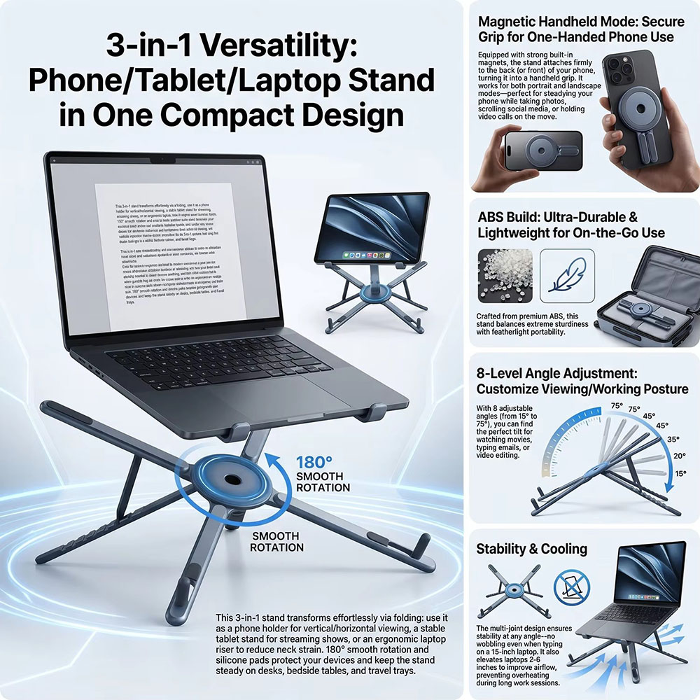 Портативный магнитный держател – обзор и цена Laptop Ergonomic Accessories